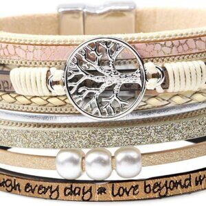 Tree of Life Leather Bracelet Women Teens Gift Boho Wrap Chain Jewelry